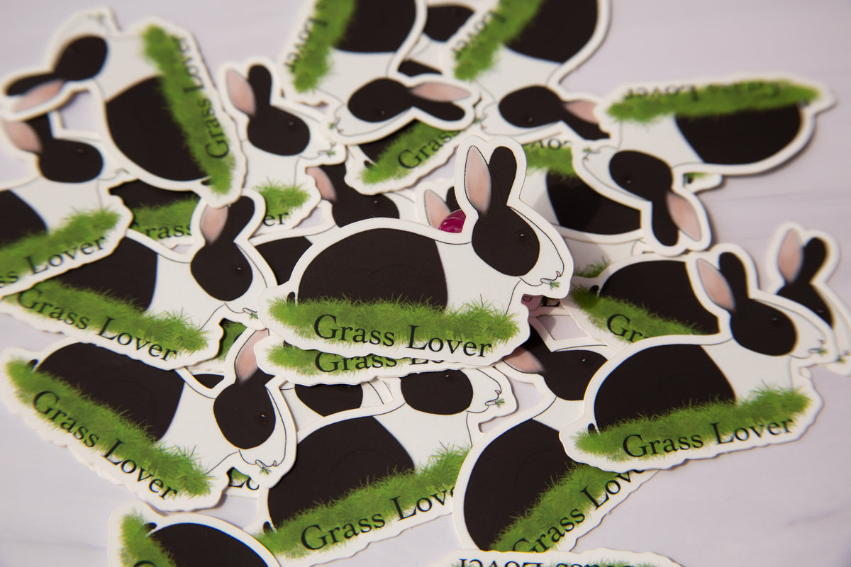Grass Lover Bunny Vinyl Sticker