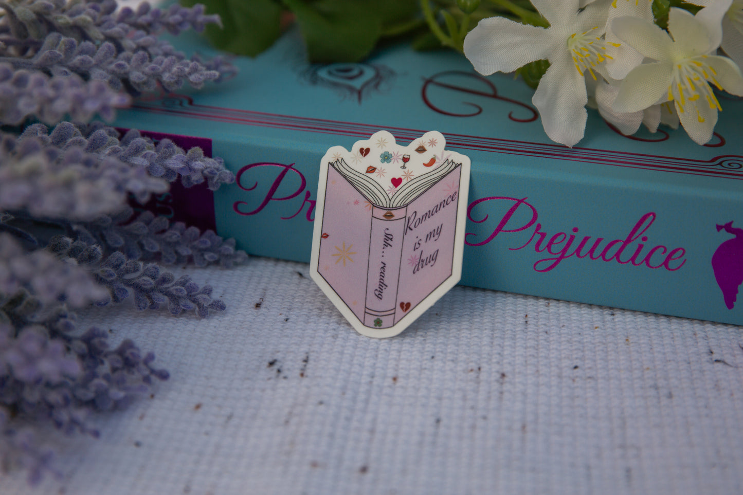 "Romance is my drug" genre sticker