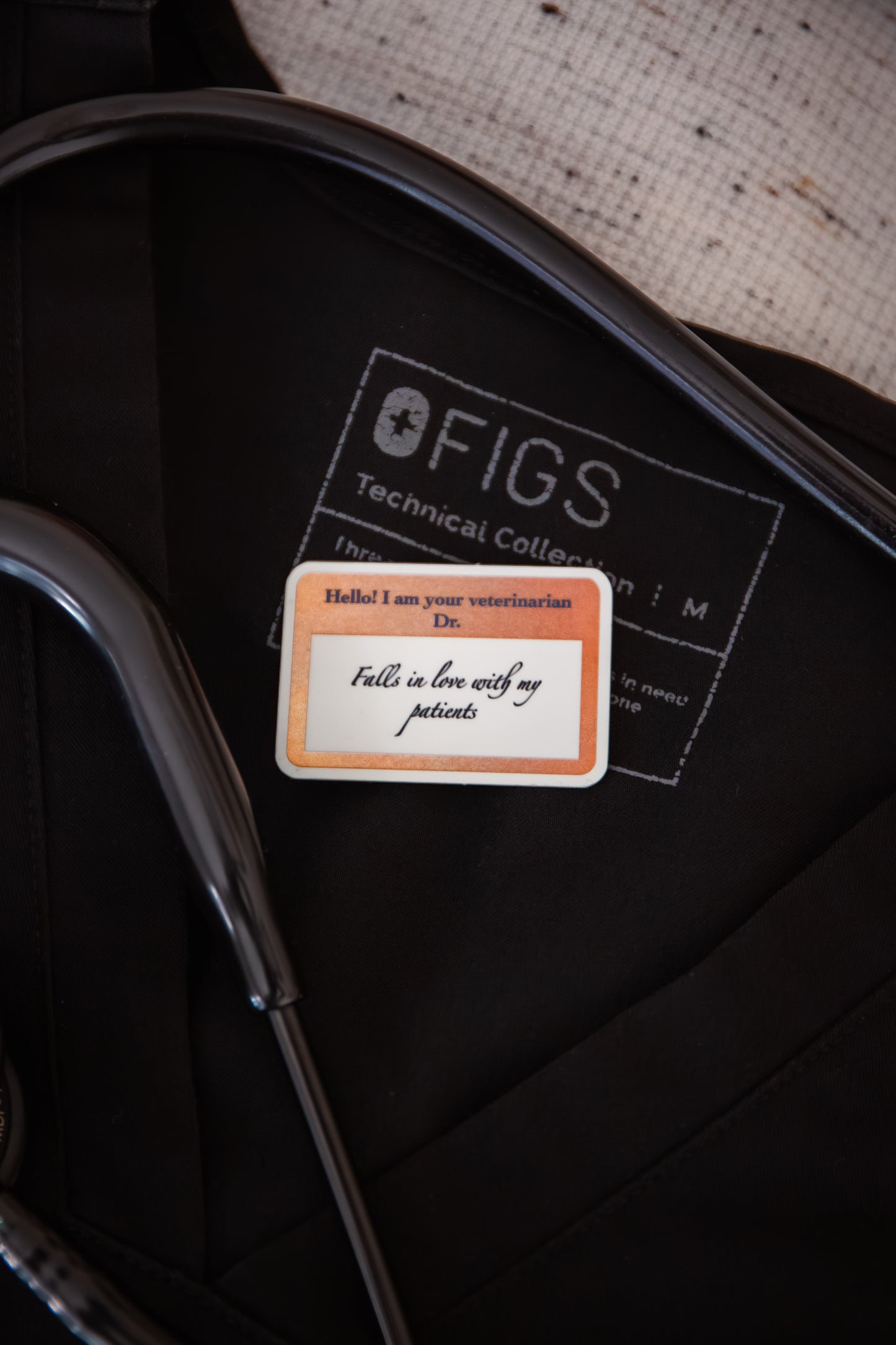 "In love with my patients" DVM name tag