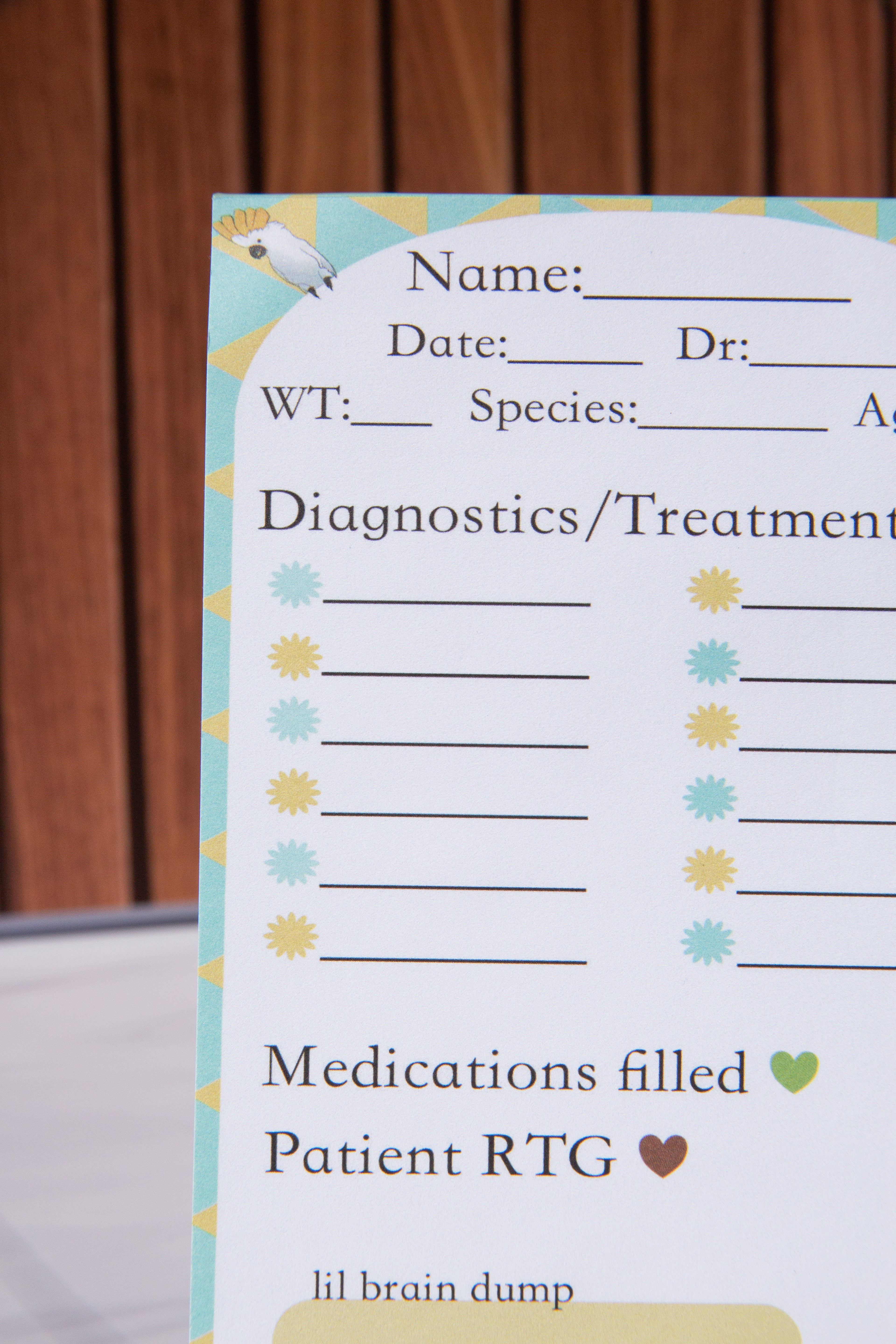 Treatment Notepad for Vet Techs