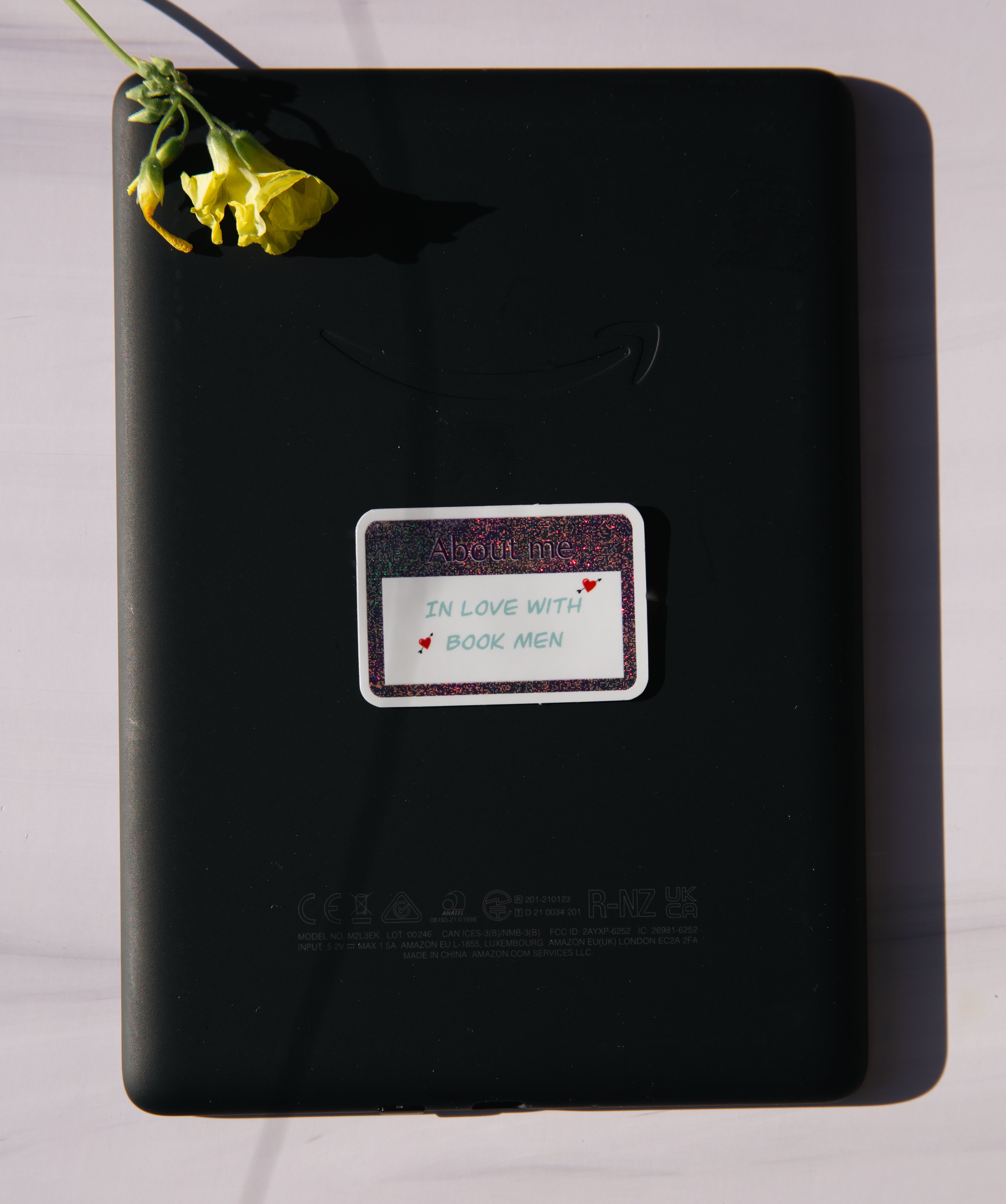 In love with book men-name tag sticker