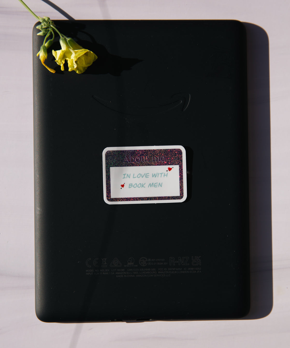 In love with book men-name tag sticker