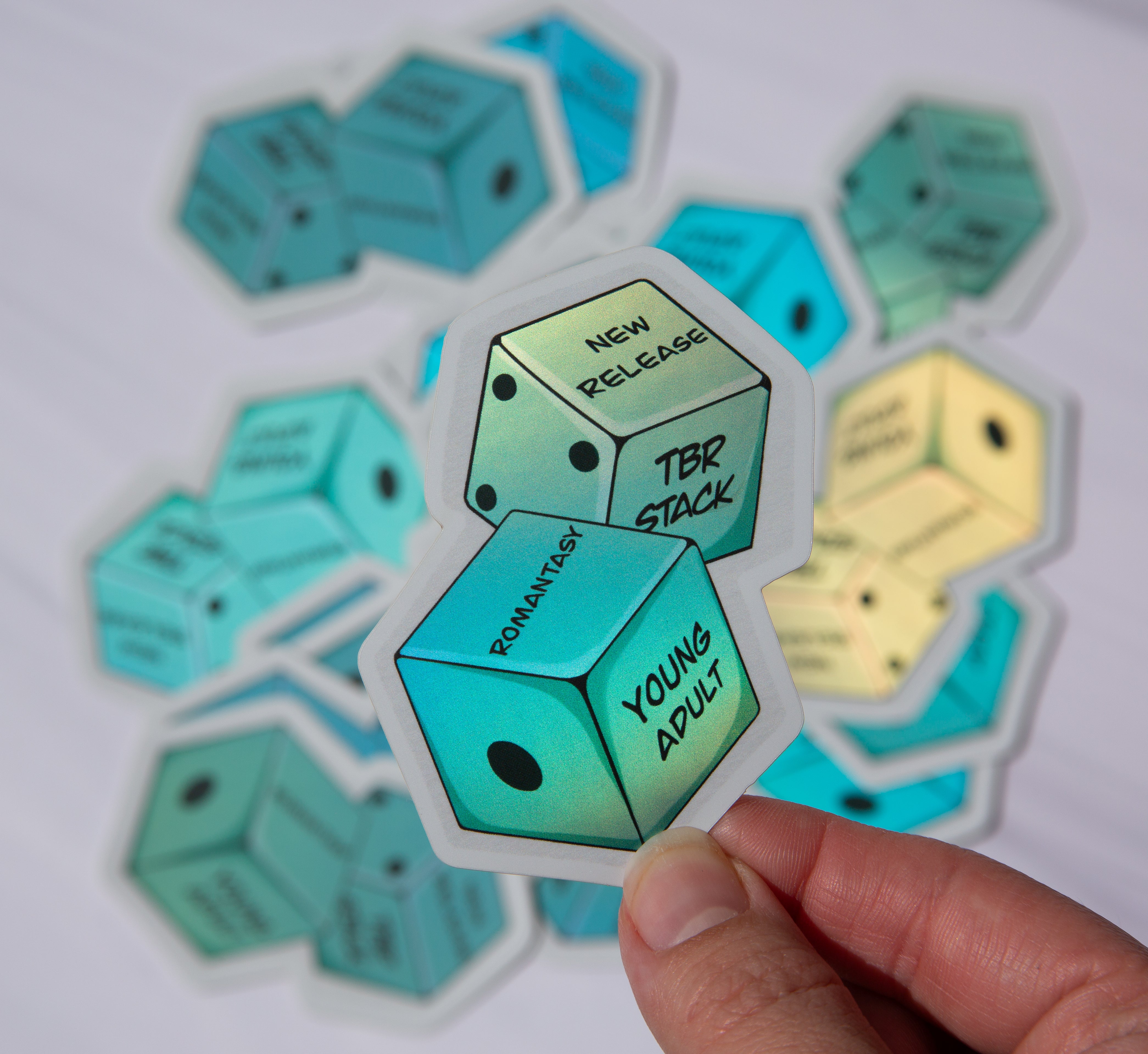 TBR Bookish Dice Holographic Sticker