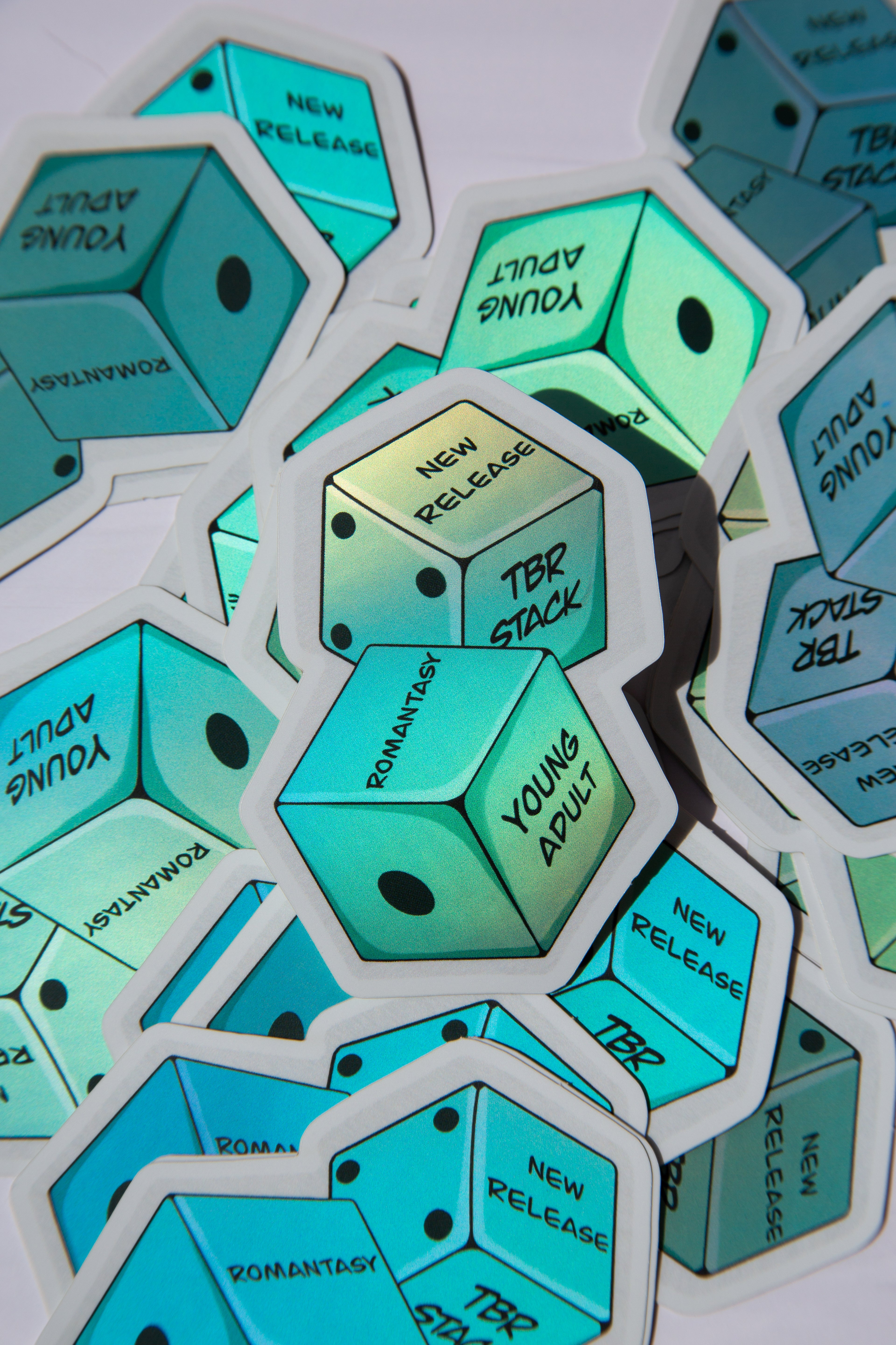 TBR Bookish Dice Holographic Sticker