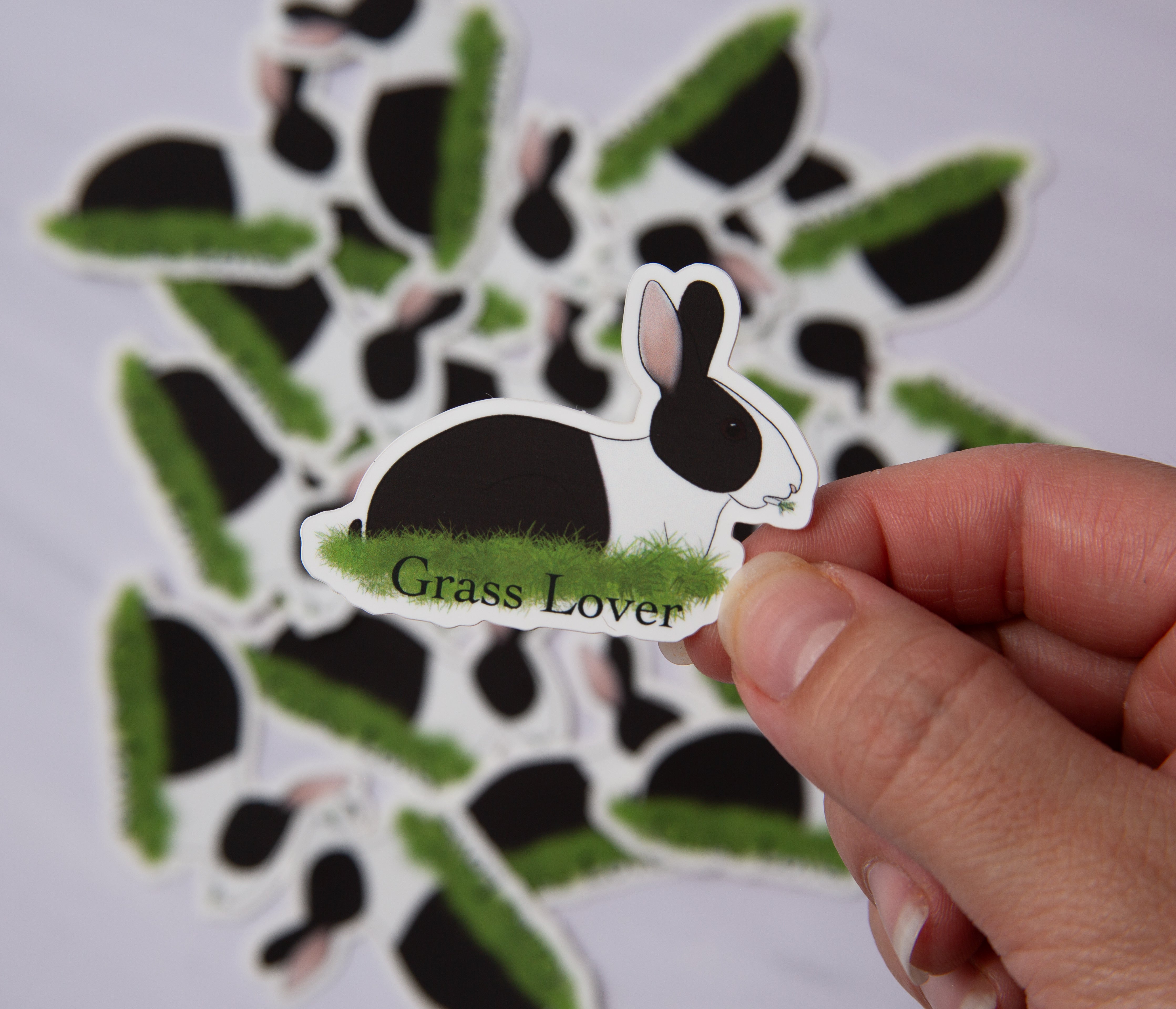 Grass Lover Bunny Vinyl Sticker