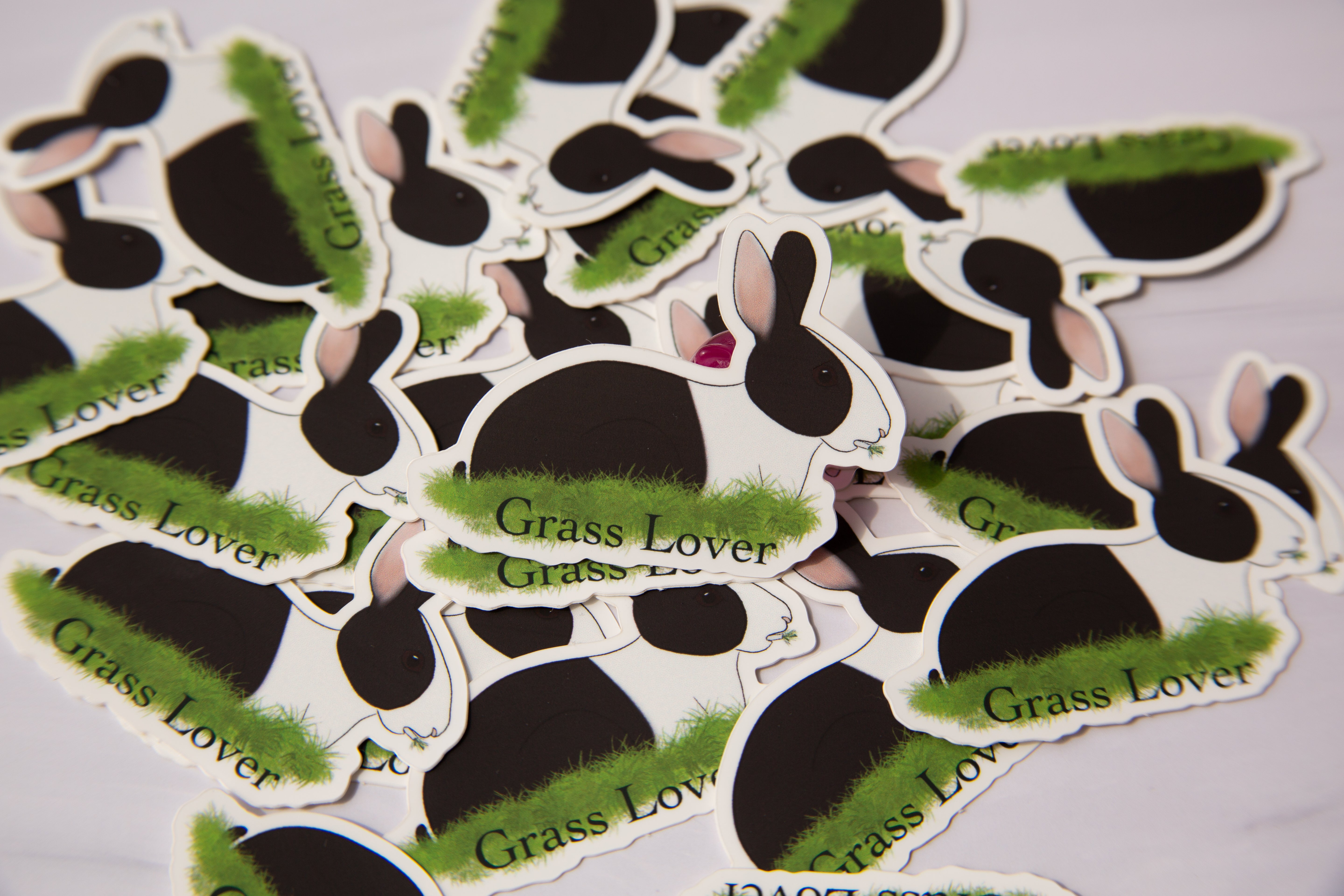 Grass Lover Bunny Vinyl Sticker