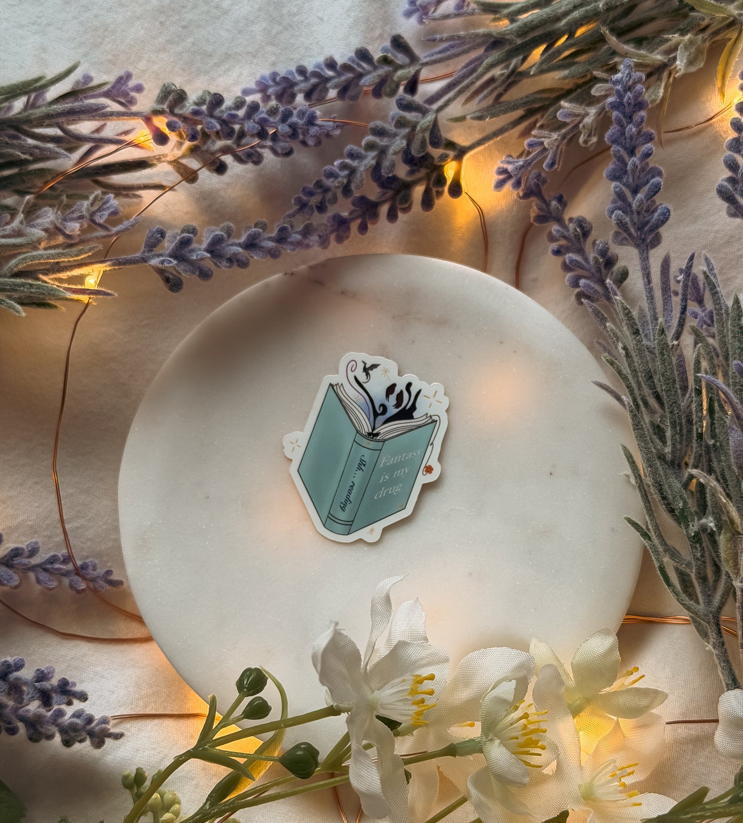 "Fantasy is my drug" book genre vinyl sticker