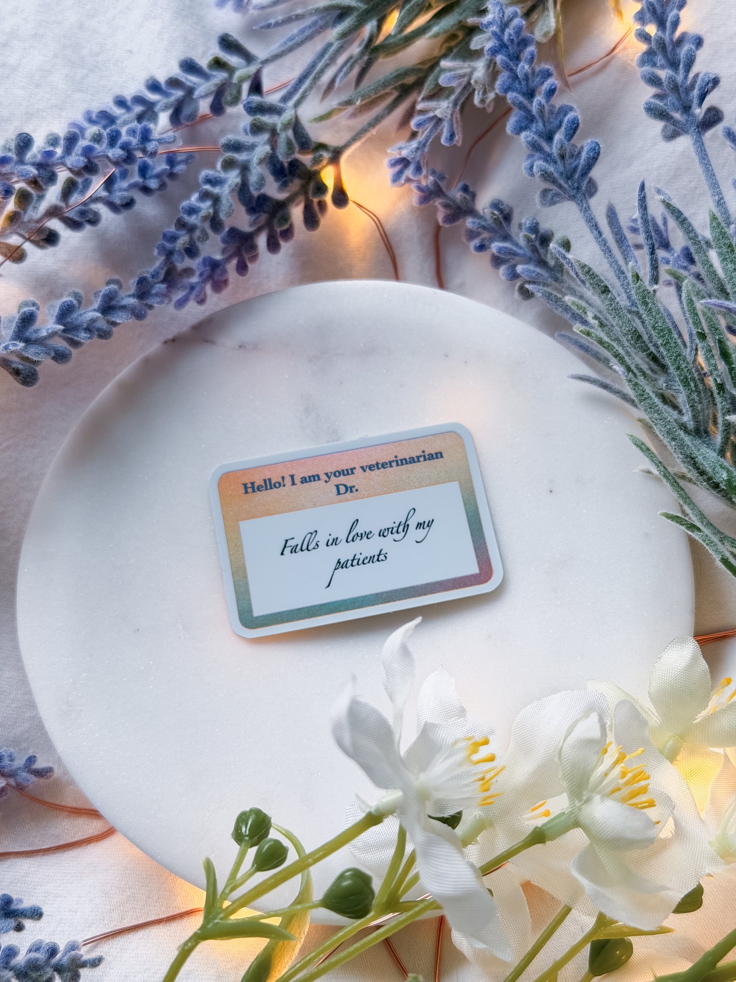 "In love with my patients" DVM name tag