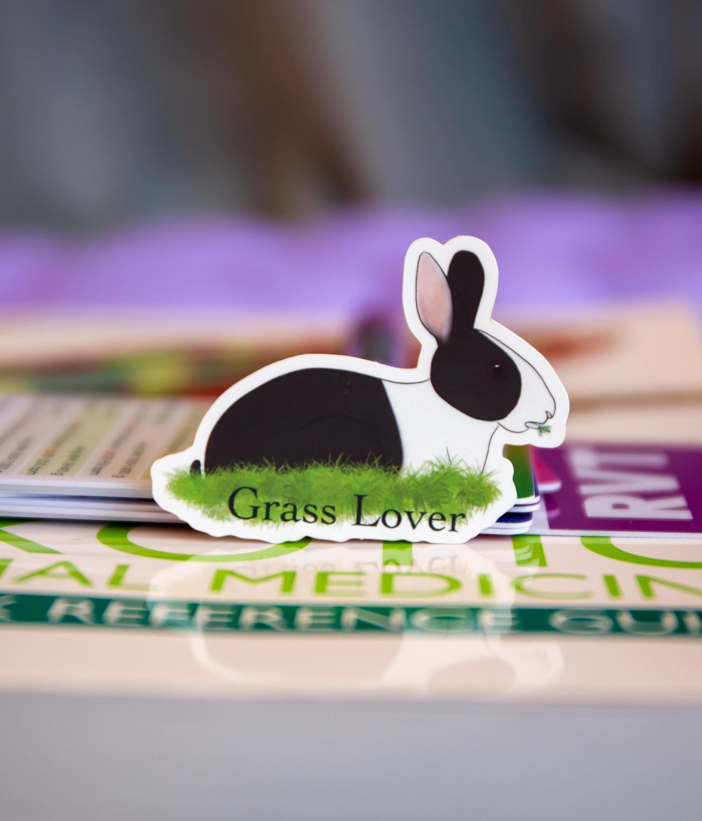 Rabbit grass lover vinyl sticker